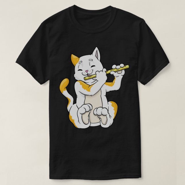 Camiseta Gato como músico com flauta (Frente do Design)