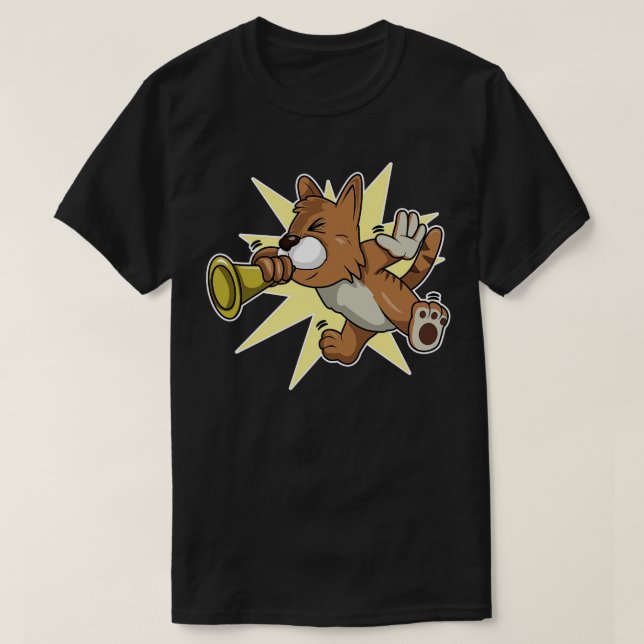 Camiseta Gato como Músico com Trompete (Frente do Design)