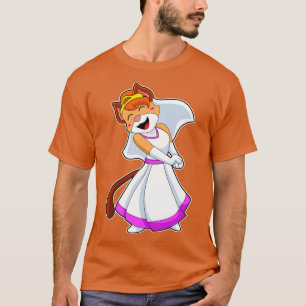 Camiseta Gato como noiva com vestido de noiva Coroa