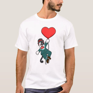 Camiseta Gato como Noivo com Balão de Coração