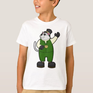 Camiseta Gato como noivo com café e chapéu