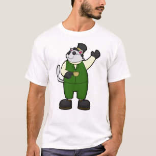 Camiseta Gato como noivo com café e chapéu