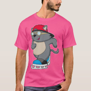 Camiseta Gato como Patinador de Gelo com skates de Gelo