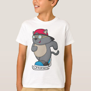 Camiseta Gato como Patinador de Gelo com skates de Gelo