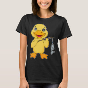 Camiseta Gato como Pescador com vara de pescar & Peixe