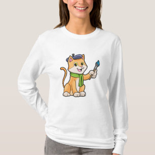 Camiseta Gato como Pintor com Pincel e Escarpo