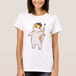 Camiseta Gato como Pintor com Pintor