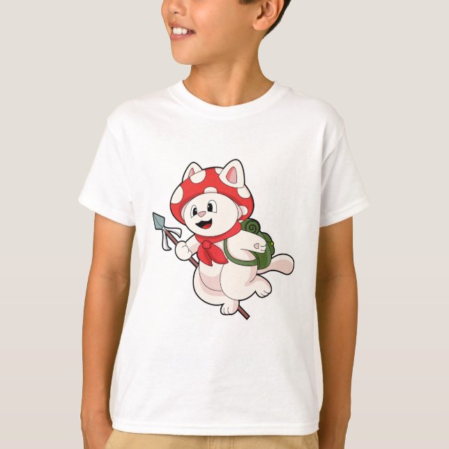 Camiseta Gato como Seletor de Cogumelo com Cogumelo (Frente)