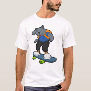 Camiseta Gato como skateboarder com skate