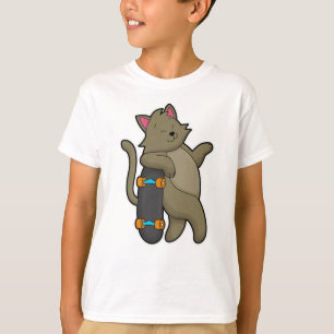 Camiseta Gato como skater com skate