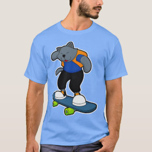 Camiseta Gato como Skatista com Skate