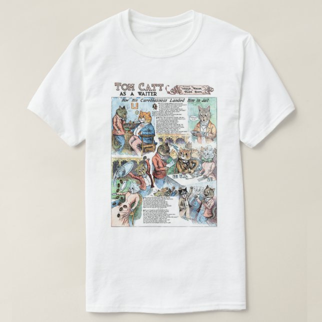 Camiseta Gato como um garçom, Louis Wain (Frente do Design)