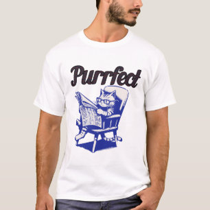 Camiseta Gato Confidente e Divertido Lendo Jornal"