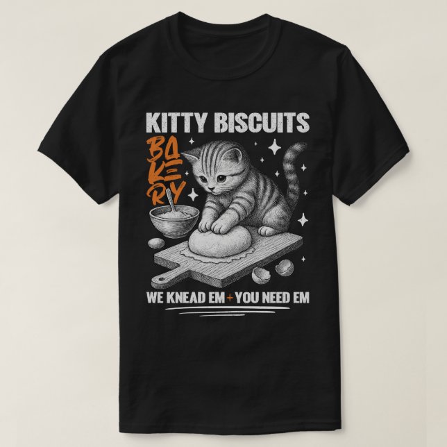 Camiseta Gato Conhecendo Biscoitos De Gatinho De Criador Nó (Frente do Design)
