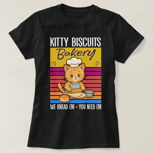 Camiseta Gato Conhecendo Biscoitos De Gatinho De Criador Nó (Frente do Design)