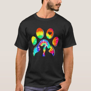 Camiseta Gato  Coração Estampa de Pata com Tingimento  Gati