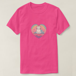 Camiseta Gato Coração Minimalista
