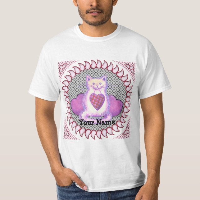 Camiseta Gato Coração Xadrez (Frente)