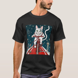Camiseta Gato Corajoso Andando de Bicicleta no Japão