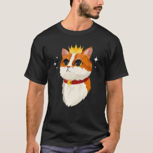 Camiseta Gato Coroa Meninas Mulheres Felino