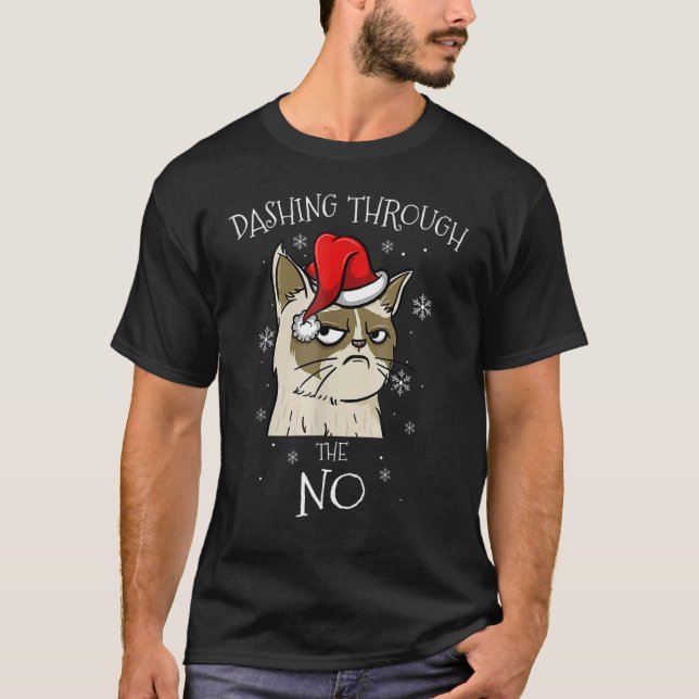 Camiseta Gato Correndo Sem Natal Mal-Humorado (Frente)