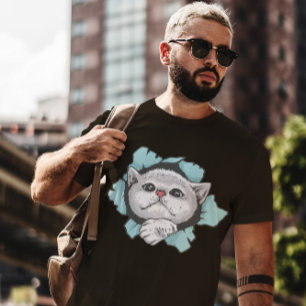 Camiseta Gato Cortado Através do Buraco