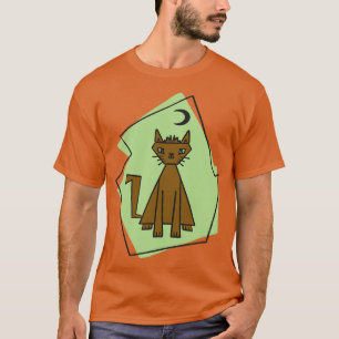 Camiseta Gato cortado em forma geométrica com meia lua negr