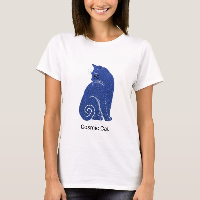 Camiseta Gato Cósmico Azul (Frente)