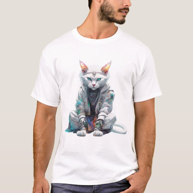 Camiseta Gato Cósmico na Dose Meditativa (Frente)