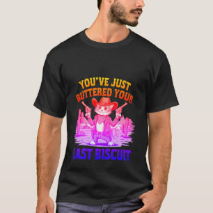 Camiseta Gato Cowboy Engraçado "Passou a Mão na Sua Última