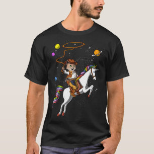 Camiseta Gato Cowboy Montando Unicórnio