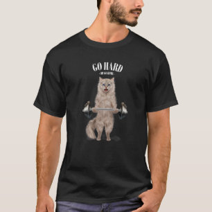 Camiseta Gato Creme Treinamento De Músculo Levantamento De