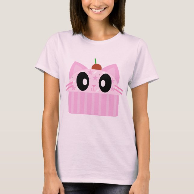 Camiseta gato cupcake kawaii (Frente)
