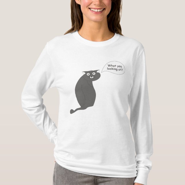 Camiseta gato curioso (Frente)