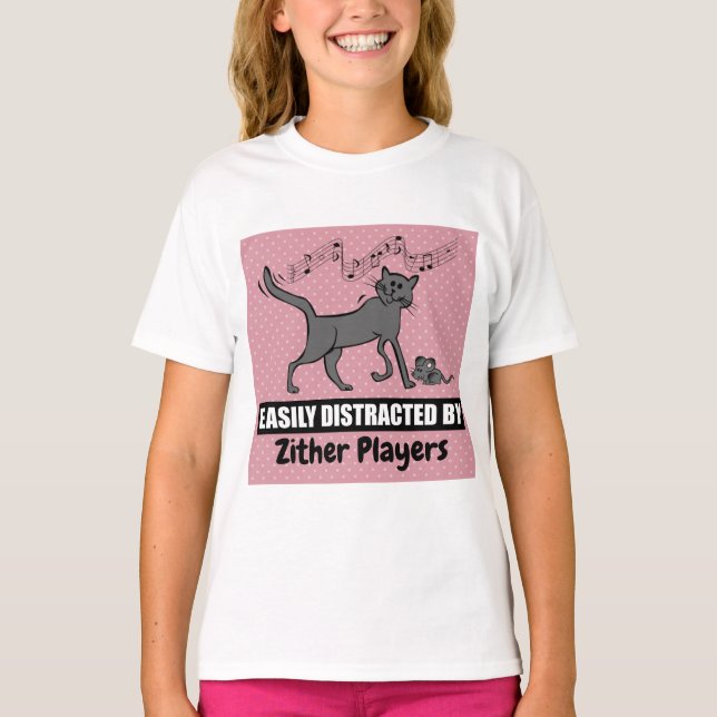 Camiseta Gato curioso facilmente distraído por jogadores Zq (Frente)