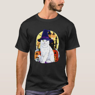 Camiseta Gato Cute Angora Turco Halloween Bruxa Abóbora