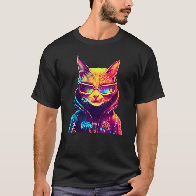 Camiseta Gato Cyberpunk 6 (Frente)