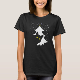 Camiseta Gato da Árvore de Natal Retro Preto Ca Homens Mulh
