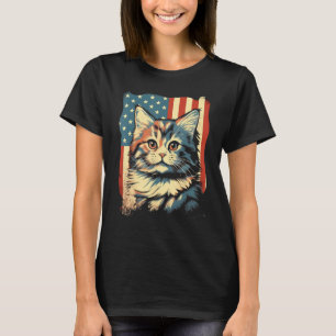 Camiseta Gato da Bandeira Americana Kitten 4 de Julho Pet P