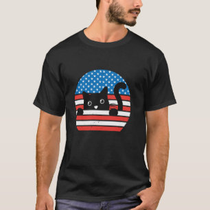 Camiseta Gato da Bandeira Americana Óculos de Sol Gato Patr