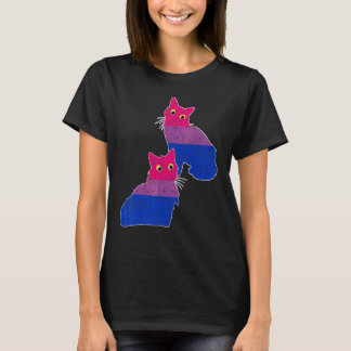 Camiseta Gato da Bandeira Bissexual Mês do Orgulho Bi Lgbt