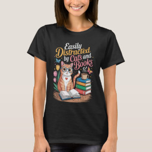 Camiseta Gato da Biblioteca Amante de Livros Literatura Bib