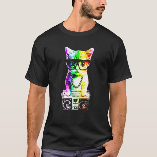 Camiseta Gato da Boombox de Chapéu (Frente)