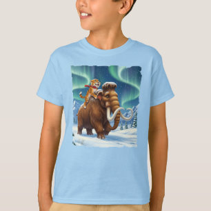 Camiseta Gato da era glacial cavalgando nas costas de um ve