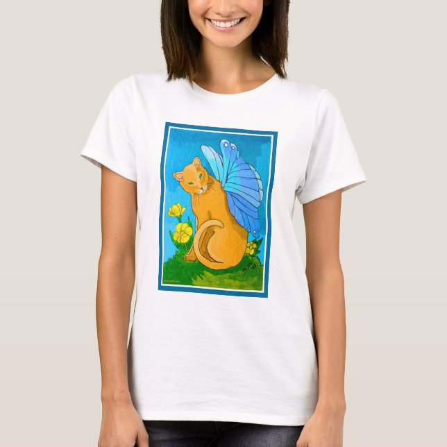 Camiseta Gato da fada da borboleta (Frente)