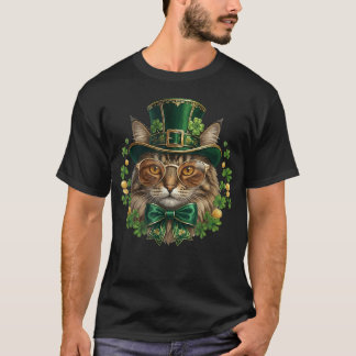 Camiseta Gato da Floresta Norueguesa Chapéu de Leprechaun Ó