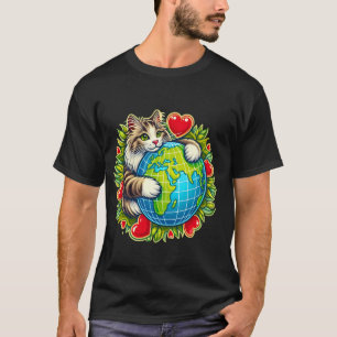 Camiseta Gato da Floresta Norueguesa Dia da Terra Abraço Am