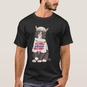 Camiseta Gato da Floresta Norueguesa Noruega Bandeira Gato 
