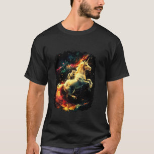 Camiseta Gato da Galáxia Montando Unicórnio