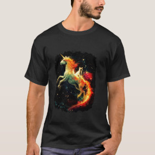 Camiseta Gato da Galáxia Montando Unicórnio 1